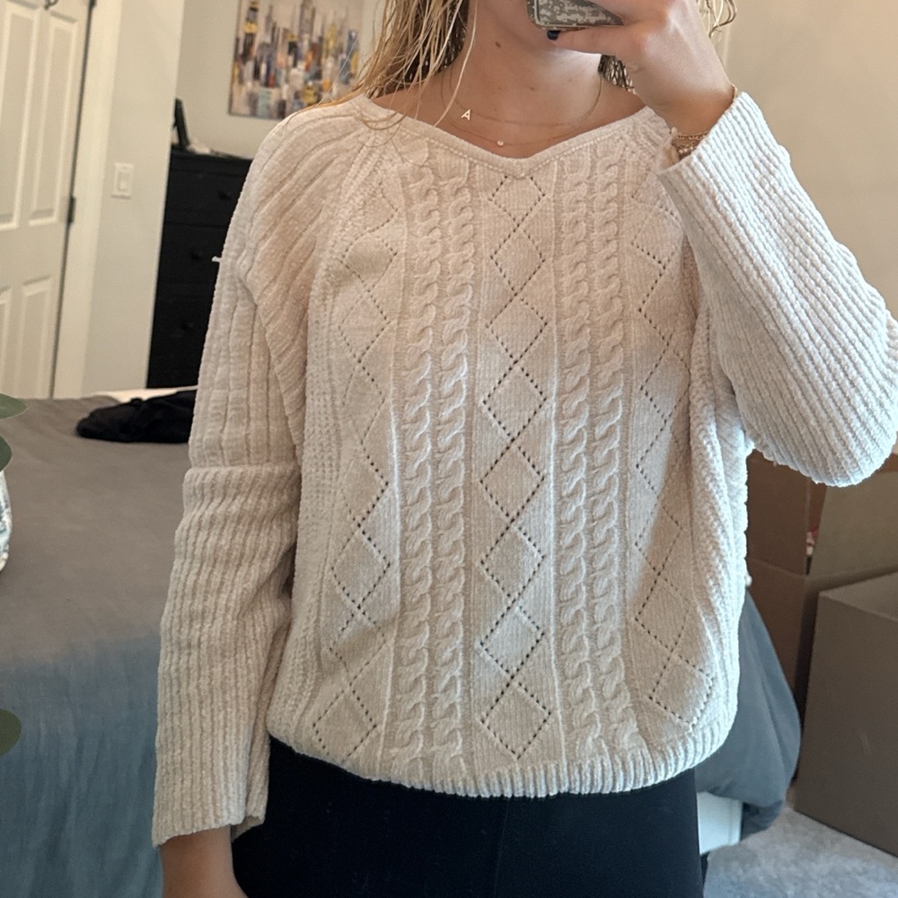 South Moon Under Cream Cable Knit Sweater